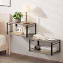 Floating Nightstand Wall Shelf, Wood Bedside Shelf Wall Mounted Nightstand Set of 2, Floating Bedside Table for Bedroom, Living Room, Bathroom, Kitchen, Office(Vintage Gray)