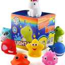 Bath Toys, 8 Pcs Light Up Floating Rubber Animal Toys Set, Flashing Color Changing Light in Water, Baby Infants Kids Toddler Child Preschool Bathtub Bathroom Shower Games Swimming Pool Party