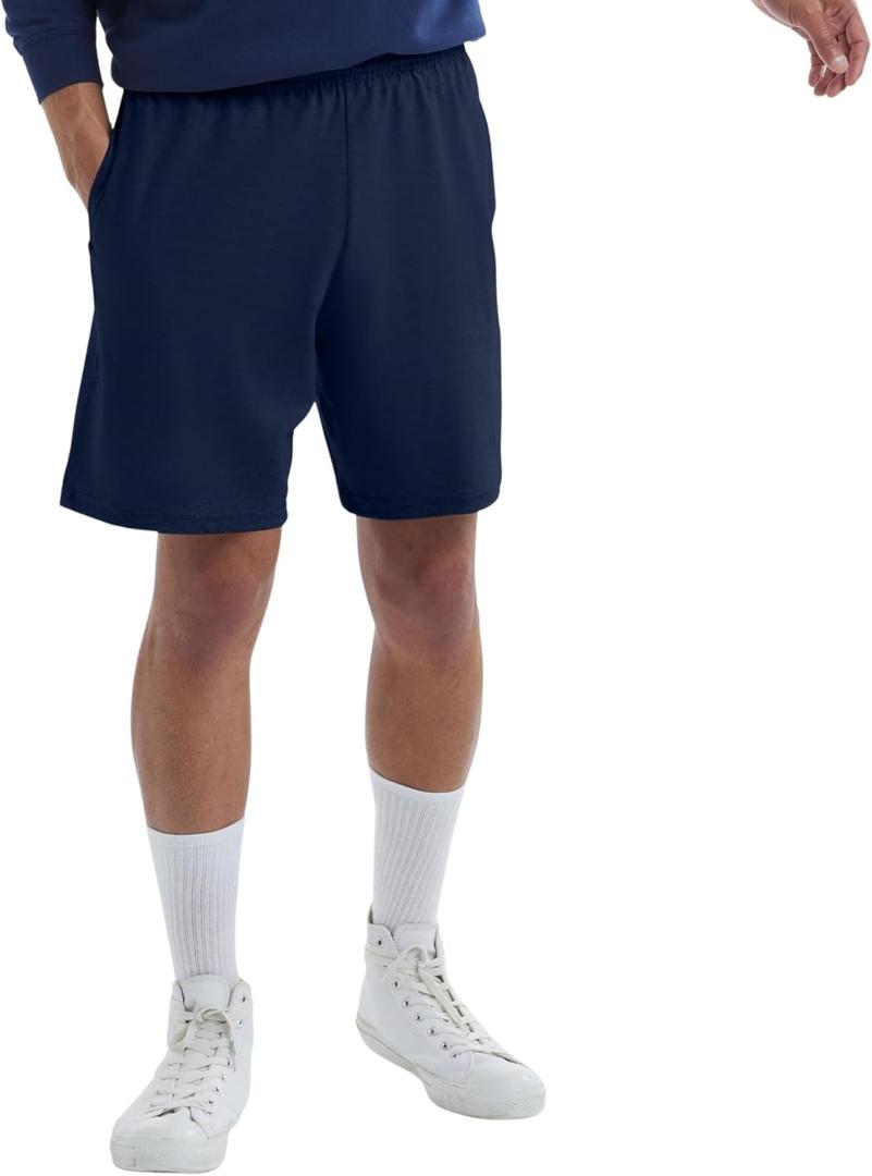 Hanes Men's Jersey Pocket Short (3X-Large, Navy)