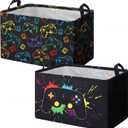 2 Pcs Gamer Laundry Basket Hamper Foldable Rectangle Kids Laundry Baskets Boys Hamper Waterproof Game Joystick Storage Basket Clothes Toys Organizer for Boys Bedroom Gifts