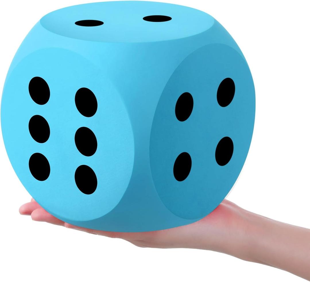 Shappy 6 Inches Foam Dice Fun Filled Large Educational Toy Kawaii Giant Dice Decorative Eva Foam Jumbo Cube Big Square Building Blocks for Game Nights Learning Sessions(Sky Blue,1 Pc)
