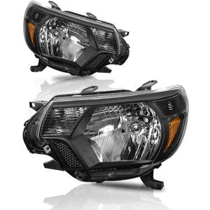 AS Headlight Assembly Compatible with 2012-2015 Toyota Tacoma Pickup Chrome Housing Driver and Passenger Side (Chrome Housing Amber Reflector Clear Lens)