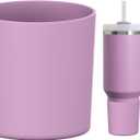 WUQID Higher Silicone Boot Compatible with Stanley Quencher H2.0 & IceFlow Flip & ProTour 40oz 30oz 20oz 14oz, Fit Same Diameter 14oz 20oz 30oz 40oz Tumbler Cups Anti-Slip Bottle Bottom Sleeve Cover (Lilac)