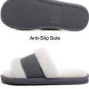 SHIBEVER Women's Slippers Fuzzy Open Toe Slip On Indoor House Shoes Comfy Bedroom Women Slippers (7.5-8, Grey)