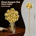 Metallic Gold Roses Flower Bouquet Building Sets, 670Pcs Golden Roses Botanical Collection Compatible with Lego Flowers Valentines Day Gifts for Her Women Girlfriend Wife Gothic Romantic Decor