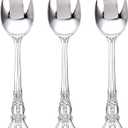 75PCS Silver Plastic Spoons - Silver Spoons Disposable - 8.1 Inch Heavy Duty Plastic Silverware - Heavyweight Elegant Disposable Utensils for Catering, Parties, Dinners, Weddings