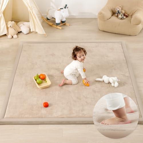 Amazon.com : PaPaMat 1.3" Thick Baby Play Mat for Floor Playpen, 71x79 Large Foam Tummy Time Mat, Padded Support Soft Plush Nursery Rug for Infant Kids Toddler Crawling Kick Activity (Beige) : Baby