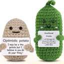 3 x PinCute 2PCS Emotional Crochet Potato Pickle Unique Christmas Stocking Stuffers Birthday Gifts for Her/Him/Women/Men: Mom Dad Wife Husband Friend Coworker Cute Funny Gag Gifts, Home Office Desk Decor