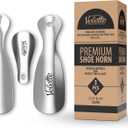Velette 3-Pack Metal Shoehorn - 2 Set 7.5" Long Shoe Horn,1 Set 4" Travel Shoe Horn for Kids, Men & Women - Shoes Helper, Spoon, Travel Size Shoehorn for Boots, Shoes, Sneakers, Heels and More