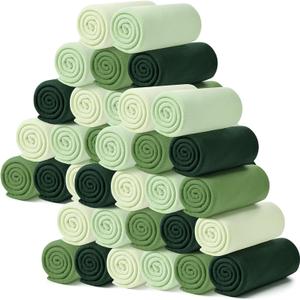 Kinlop Fleece Blanket Bulk 60 x 50 Inch Soft Lightweight Fleece Cozy Blanket Warm Throw Plush Pet Throw for Bed Couch Sofa Home Office Wedding Gifts Travel Camping(Green Tones,40 Packs)