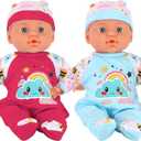 2 Pack Twin Baby Dolls Playset - 12" Realistic Soft Body Talking Newborn Boy & Girl Toy Dolls with Magic Milk Bottles Accessories for Kids Imaginative Pretend Play Nursing