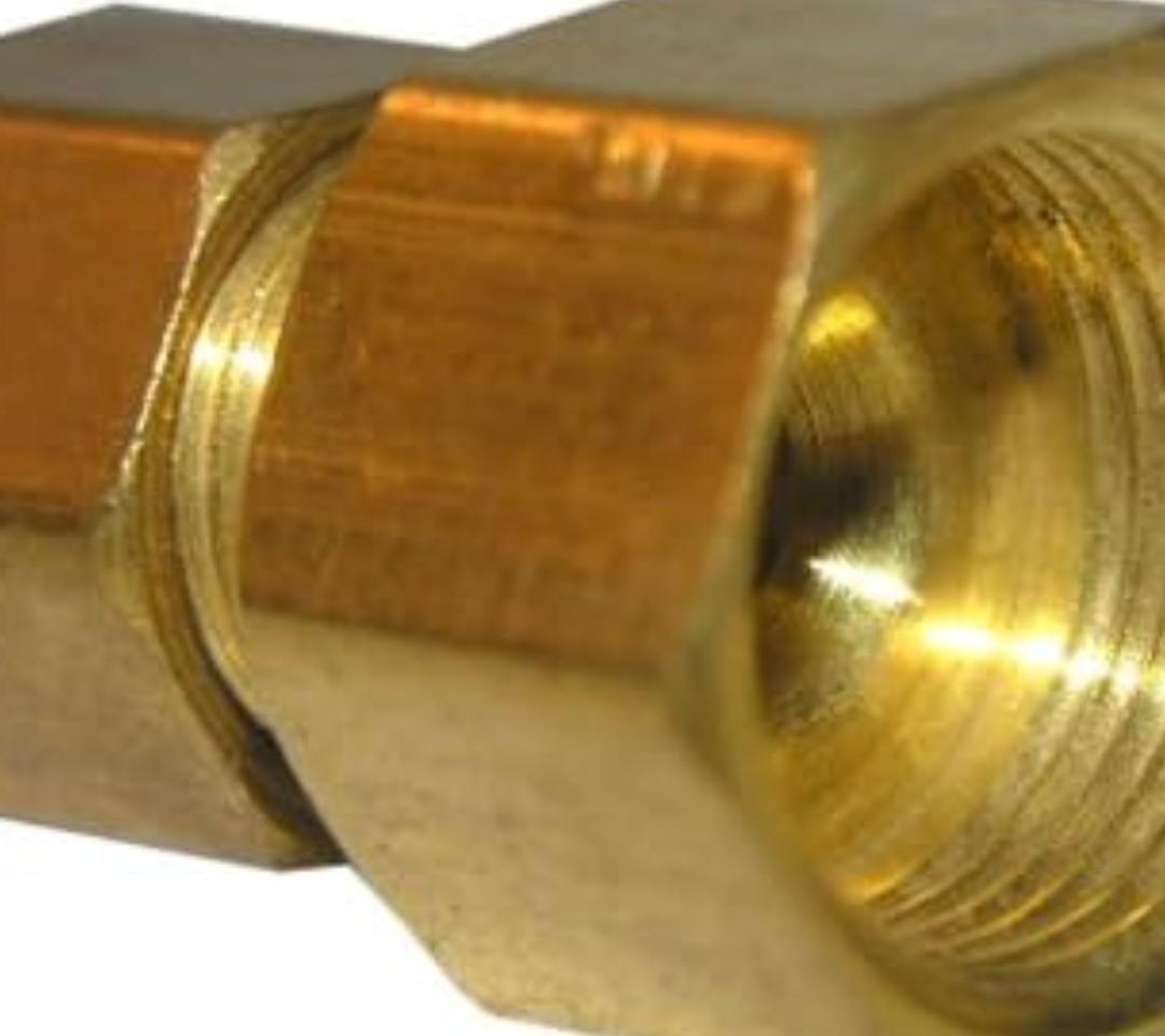 LASCO 17-6759 1/4-Inch Female Compression by 3/8-Inch Male Compression Brass Adapter, Copper