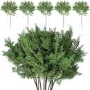 Jutom 17 Inch Christmas Fake Juniper Cedar Pine Branches, Faux Cedar Branches Artificial Christmas Sprigs Picks for Home Decoration Garland Wreath DIY Craft Garden Holiday (12 Pcs)