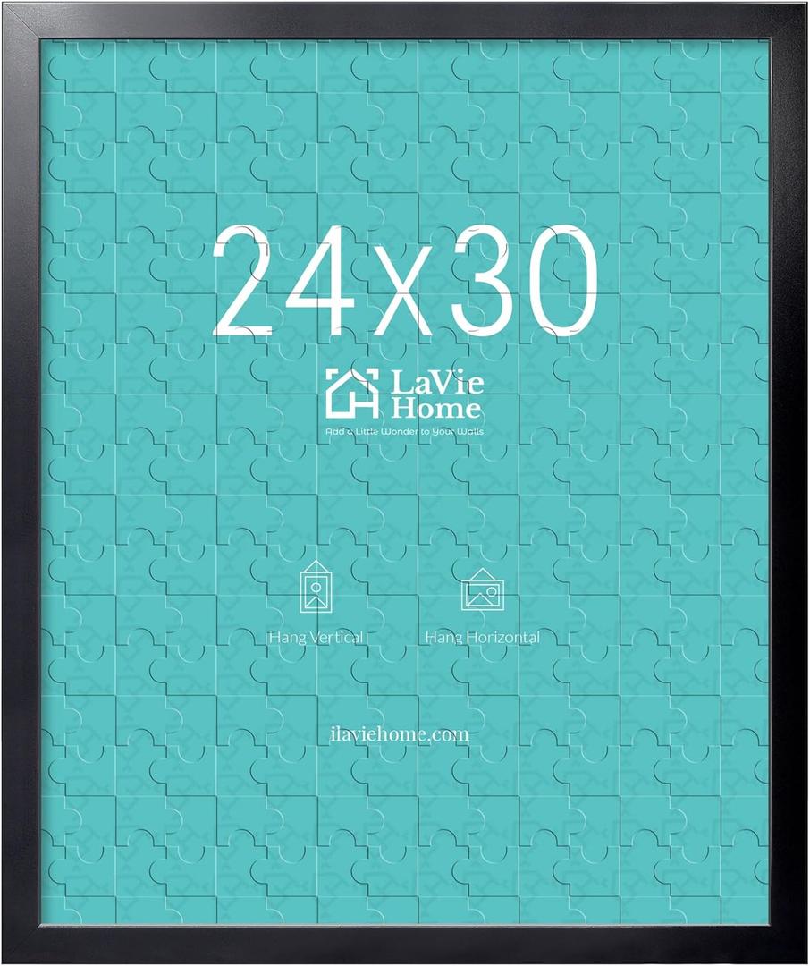 LaVie Home 24x30 Picture Frame Black, Puzzles Frame for Wall Decoration, Classic Black Minimalist Style Suitable for Decorating Houses, Offices, Hotels, Puzzles Posters Photos or Artwork1 Pack