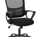 c-3718BK edx Desk Chair with Ergonomic Lumbar Support for Home, Office, Bedroom, 250lbs, Black