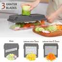 LHS Professional Multifunctional Vegetable Chopper Pro Food Chopper with Food Storage Containers, Mandoline Slicer Onion Dicer Fruit Cutter, Kitchen Gadgets and Home Essentials(11 in 1, Grey)