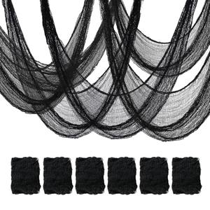 Mcupper 6 Pack Black Halloween Creepy Cloth (30 x 72 Inch), Halloween Gauze, Creepy Gauze for House, Outdoor, Yard and Halloween Decoration Indoor