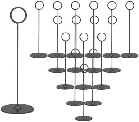 Urban Deco 16 Pieces Table Card Holder 8 inches Table Number Holders Place Steel Card Holders for Photos, Food Signs, Memo Notes, Weddings, Restaurants, Birthdays (Black)
