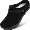 Besroad Women's Men's Fluffy Winter Warm Wide House Summer Slippers Lightweight Fuzzy Bedroom Fur Slippers New All Black 13 Women/ 12 Men