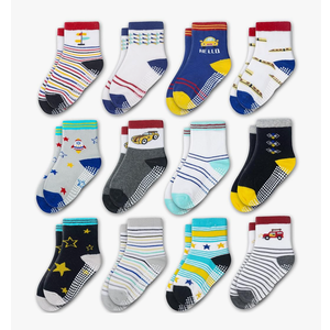 Evercute Toddler Girls Grip Socks 12 Pack Boys Non Slip Socks for Kids Anti Skid 1-3T