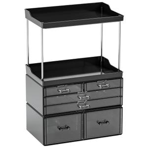Yieach Bathroom Counter Organizers and Storage,Black Acrylic Makeup Organizers with Drawers for Vanity,Bedroom,Plastic Skincare Organizer for Dresser Top Beauty,Cosmetic,Lotion and Perfume Organizer