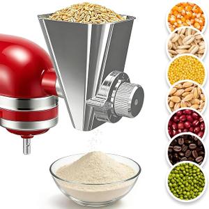 Ezato 2026 Grain Mill Attachment for KitchenAid Stand Mixer, All Metal 9 Levels Flour Mill for KitchenAid, Fit for Grinding Wheat, Corn, Oats, Millet, Coffee Beans