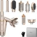 Ukliss 8 in 1 Hair Dryer Brush & Multi Hot Air Styler Foldable 110,000 RPM Blow Dryer Brush Tool Set with Diffuser Auto-Wrap Curler for Fast Drying Curling Straightening Hair Daily Styling (1.25'')