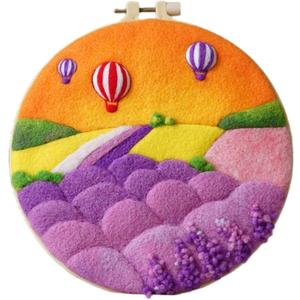 VEHICAR Needle Felt Painting Kit Wool Needle Felting Beginner Starter Set | Needles Foam Pad Picture Frame Felt Cloth & Instructions, Attention Training, DIY Punch Art Used for Home Landscape Decor, 8.46 inches x 7.87 inches x 0.39 inches