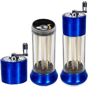 3-in-1 Spice Grinder Hand Crank Loader Roller Crusher Filler Flower Buds Milling Grinding Storage with Magnetic Lid