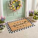 Tinideya 2 Pcs Door Mat Welcome Non Slip Coir Mats Floor Layering Doormats Seasonal for Front Porch Entryway Decor(Home Sweet) (23.6 x 35.4 Inches, Black White and Brown)