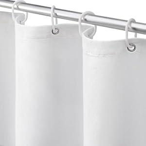 Awellife White Linen Shower Curtain for Bathroom Natural Cotton Cloth Fabric Farmhouse Boho Shower Curtain with 12 Durable Hooks 72"*72"