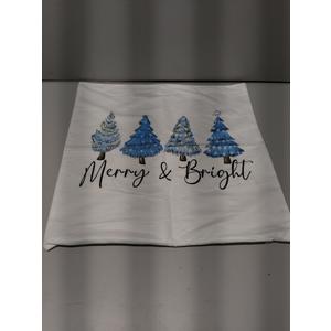 QGFM Pink Christmas Pillow Covers 18x18，Pink Christmas Tree Throw Pillow Covers Decorations for Bedroom Room Sofa，Pink Christmas Decor,Lumbar Christmas Pillow Cover(Bllue Christmas Tree) Pack of 2