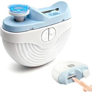 Electric Nail Clipper, 3 Speeds Automatic Nail Clipper for Thin & Thick Nail with 2-in-1 Grinding Heads, LED Light & Nail Scraps Storage, Electric Nail Trimmer for Adults, Seniors and Kids (Blue)