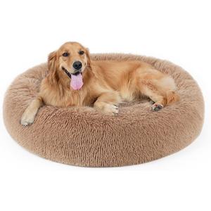 Dog Bed, Cat Calming Bed, Faux Fur Pillow Pet Donut Cuddler Round Plush Bed for Large Medium Small Dogs and Cats 36.0"L x 36.0"W x 7.0"Th