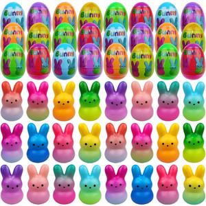 24 Pack Prefilled Easter Eggs with Easter Bunny Slow Rising Squishy Toys Inside Toys for Kids Girls Boys Easter Basket Stuffers Gifts Party Favors