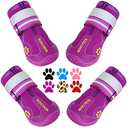 QUMY Dog Shoes for Large Dogs, Medium Dog Boots & Paw Protectors for Winter Snowy Day, Summer Hot Pavement, Water-Resistant in Rainy Weather, Outdoor Walking, Indoor Hardfloors Skid-Resistant Sole