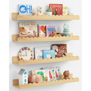 24 in Scalloped Wall Book Shelves for Kids Room, Nursery Floating Bookshelf, 24 x 4.7 Inch