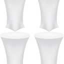 uxcell 4pcs Round Cocktail Tablecloth 24" x 43", Highboy Spandex Stretch Tablecloth Table Cover, Fitted High Top Table for Bar Wedding Party, (White)
