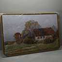 ARPEOTCY Vintage Farm Framed Wall Art, Cottage Scenery Retro Painting Decor Aesthetic, Large Canvas Print Artwork, Country Farmhouse Wall Pictures for Living Room Decor 24x36 Inch