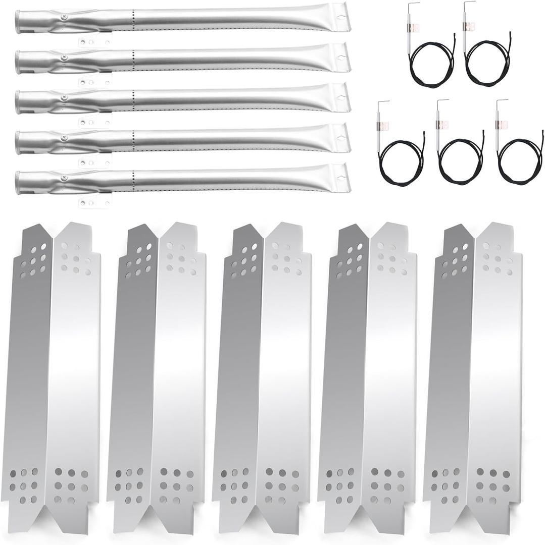Grill Replacement Parts for Nexgrill 720-0888, 720-0888N, 720-0830H Grill Models, Stainless Steel Grill Burner Tubes, Heat Shield Tent Plates and Grill Ignitors Kit Replacement Parts, 5 Pack