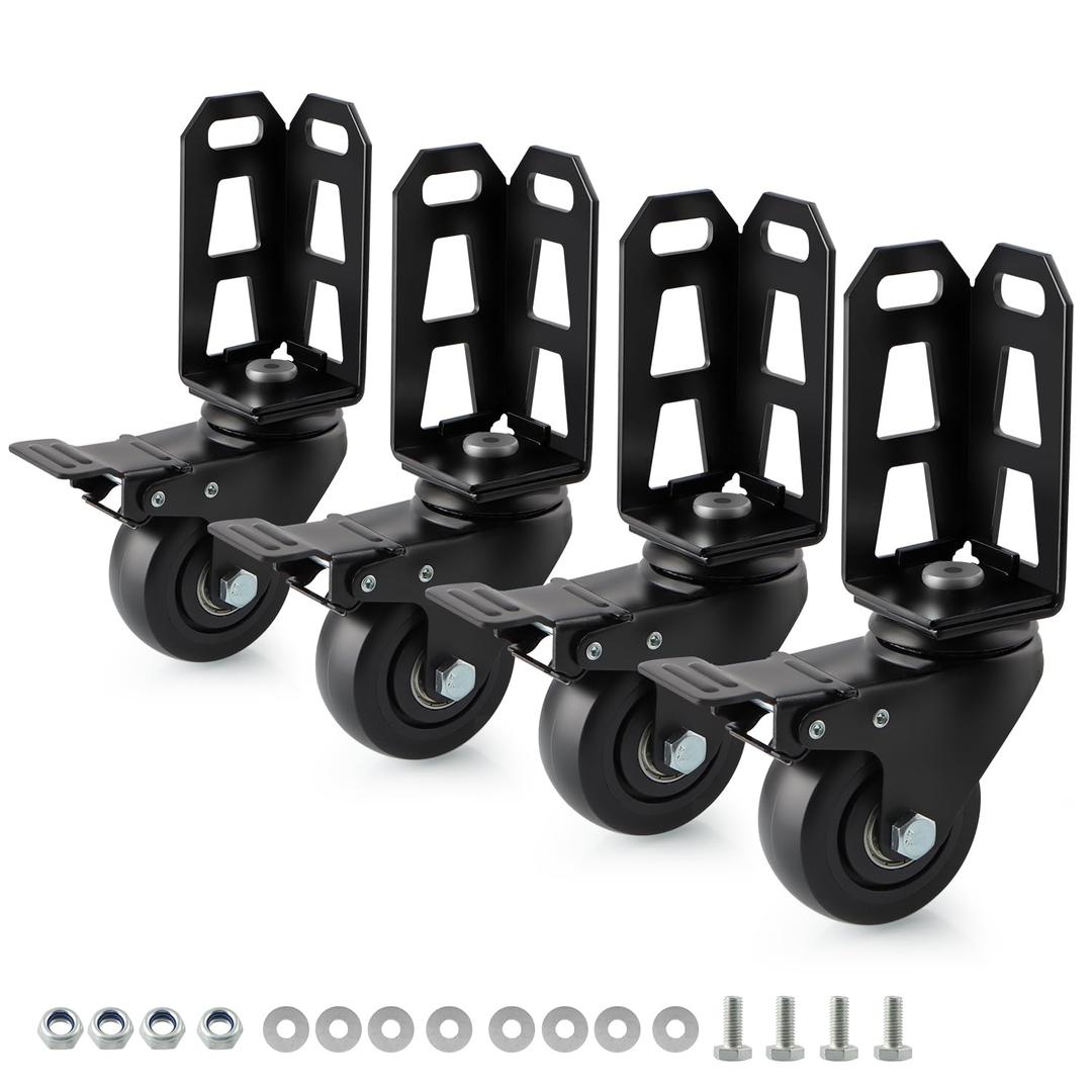 75mm Storage Rack Caster Wheels with Brakes, 2 Pack Storage Shelf Accessories, Fit for Boltless Self Locking Shelving Racks, Total Load Capacity 453.6kg/1000lbs
