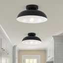 2 Pack Industrial Ceiling Light, Black Flush Mount Ceiling Light 12 Inch Kitchen Light Fixtures for Hallway Bedroom Entryway Porch Foyer Bathroom Laundry Room