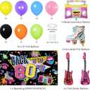 Holkcog 80s Party Decorations, 80s Theme Birthday Party Decorations Supplies, 1980s Party Supply With Back To The 80's Banner Backdrop , Radio and Rock Guitar Ballons, 90s Theme Birthday Decor women