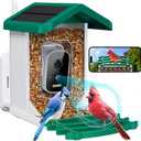 Smart Bird Feeder with Camera Solar Powered, 2.5k HD Video Bird Feeder Auto Capture & AI Identification, Real Time Notifications, Gift for Father, Green
