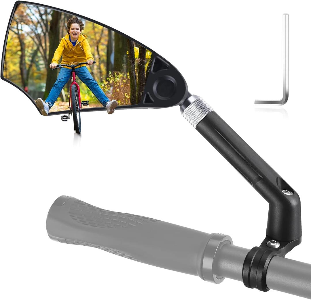WEST BIKING Anti-Glare Handlebar Bike Mirror 1pcs, Left Side Bike Rear View Mirror With Retractable & 360  Adjustable Lens, Foldable Bicycle Mirror For 20-23mm Handlebar