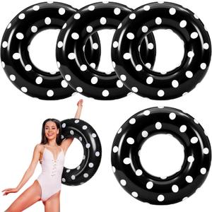 4 Pcs Adults Inflatable Swimming Ring, Polka Dots Themed Pool Floats, Inflatable Tubes for Adults, Pool Float, Beach Lake River Summer Decor Swimming Party