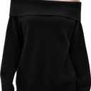 SUUKSESS Women Cashmere Off The Shoulder Sweater Oversized Knit Long Sleeve Tops (M)