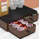 K Cup Holder, Wooden K Cup Organizer Box for Counter, Tea and Coffee Pod Storage Drawer Coffee Maker Stand, 30 Pod Capacity, Walnut Black (Small)