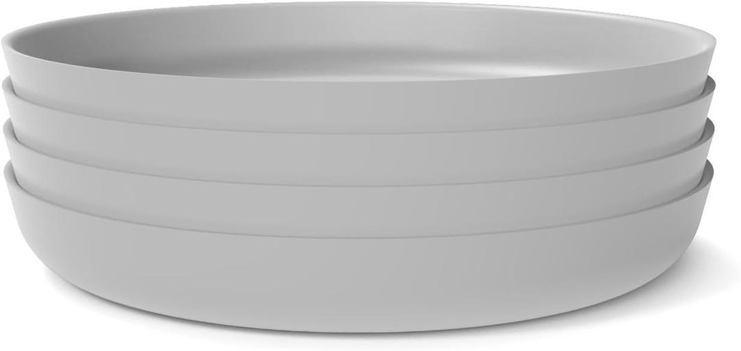 EKOBO Kids Bamboo Plates Set of 4  7, Cloud, with High Rims for 6+ years, Durable, Lightweight & Dishwasher Safe kids plates for Toddler Meals at Home or On the Go