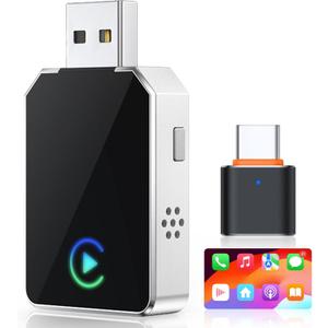 SPIRITIME Wireless CarPlay Adapter for iPhone 5-Second Auto Connect | 1-Click Phone Swap for Families | Convert Wired to Wireless | Stable & Fast, Plug & Play | Supports Factory CarPlay Cars 2016+